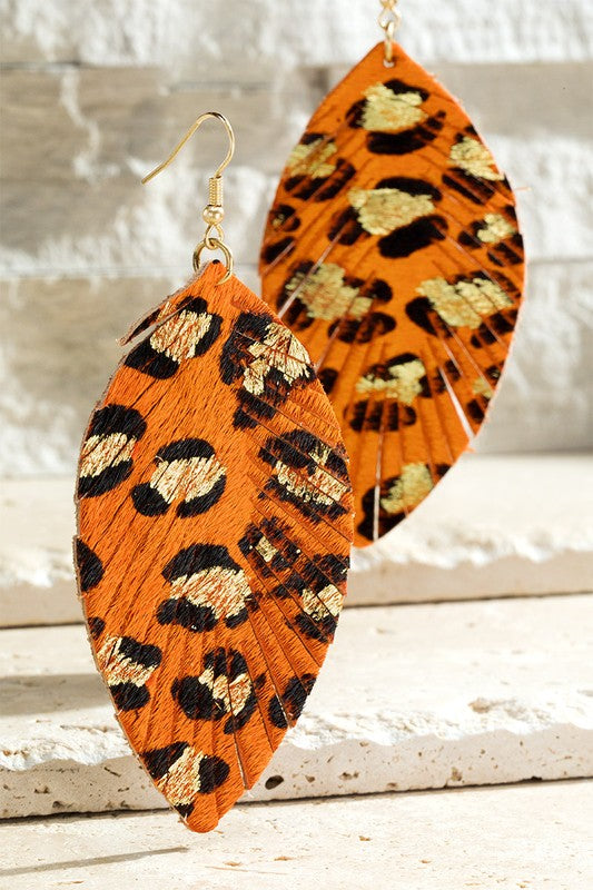 Tangerine leopard earrings