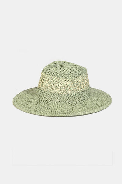 Fame Contrast Wide Brim Straw Hat