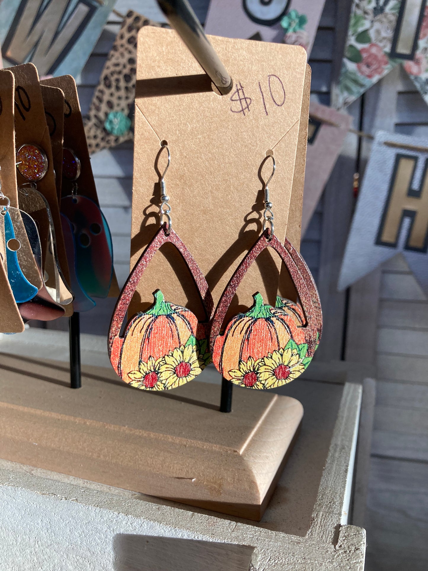 Pumpkin wood earrings